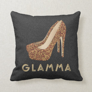 Glamour-Großmutter Glamma GoldGlitzer-hoher Heels Kissen
