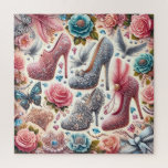 Glamour Heels & Roses Square Puzzle 676 pcs<br><div class="desc">Step into a world of sparkle and elegance! This vibrant and intricate puzzle features a stunning array of high heels, jeweled embellishments, blooming roses, pearls, feathers, and fluttering butterflies — all brought to life with a luxurious and whimsical flair. Perfect for fashion lovers, puzzle fans, or anyone who enjoys dreamy,...</div>