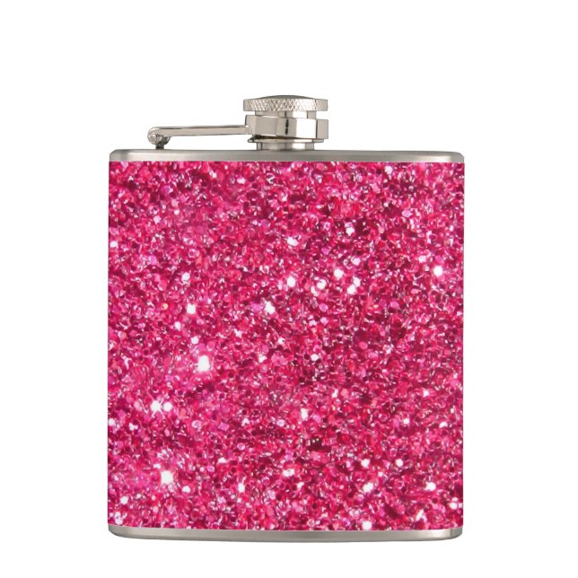 Glamour-heißes Rosa-Glitzer Flachmann (Vorderseite)