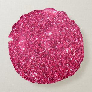 Glamour-heißes Rosa-Glitzer Rundes Kissen