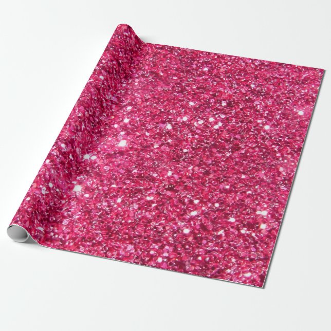 Glamour Hot Pink Glitzer Geschenkpapier (Ungerollt)