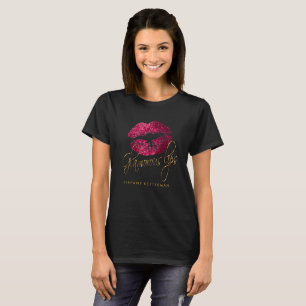 Glamour Hot Pink Glitzer Lippen T-Shirt