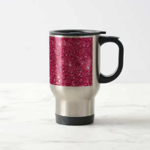 Glamour Hot Pink Glitzer Reisebecher