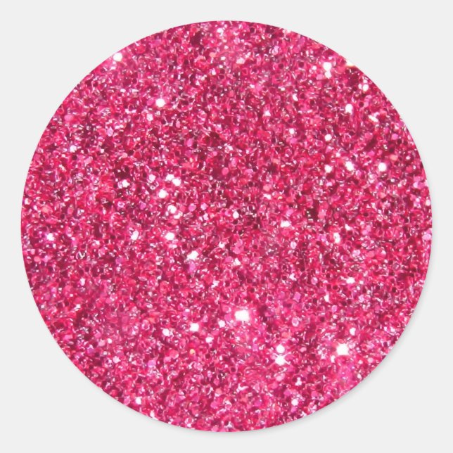 Glamour Hot Pink Glitzer Runder Aufkleber (Vorderseite)