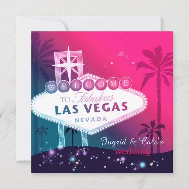 Glamour Hot Pink Las Vegas Hochzeitseinladung Einladung (Vorderseite)