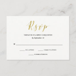 Glamour Imitate Gold Classic Wedding RSVP Karte