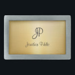 Glamour Imitate Gold Modern Monogram Template Rechteckige Gürtelschnalle<br><div class="desc">Glamour Imitate Gold Moderne Monogram Template Gürtelschnalle.</div>