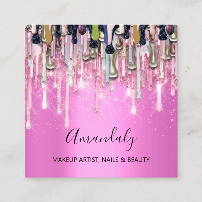 Glamour in Gold getropft: Karte, die spart Quadratische Visitenkarte (Vorderseite)