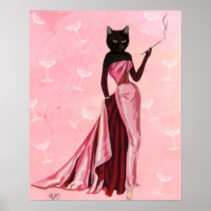 Glamour-Katze im Rosa Poster