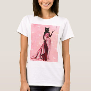 Glamour-Katze im Rosa T-Shirt