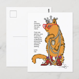 Glamour-Katzen-Postkarte Postkarte