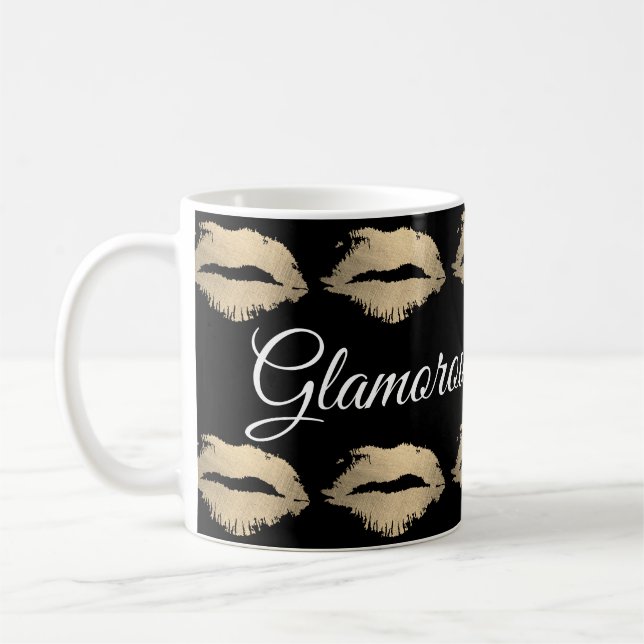 Glamour Kiss Pattern (Gold) Kaffeetasse (Links)
