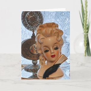 Glamour Lady Head Vase Fan Parfüm Flaschen Karte