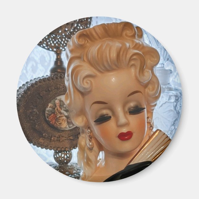 Glamour Lady Head Vase Fan Parfüm Flaschen Magnet (Vorne)