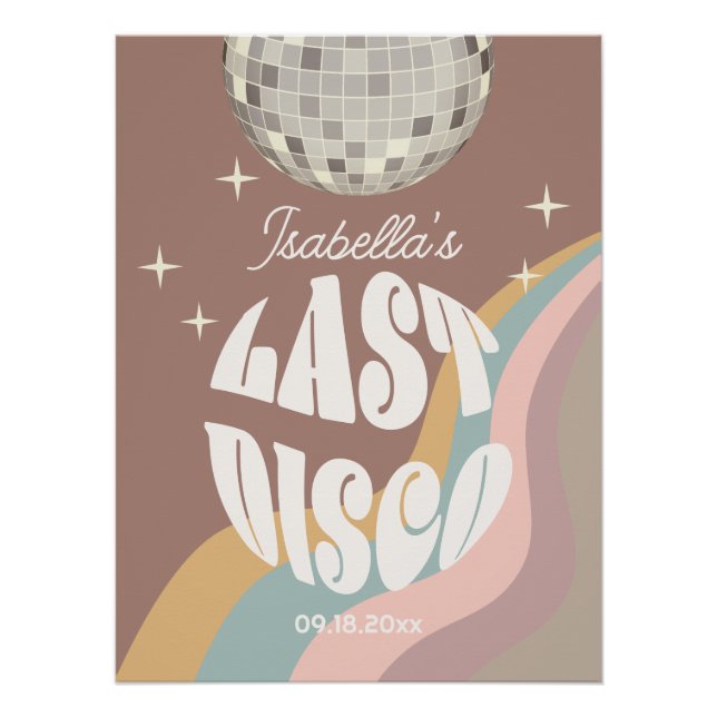 Glamour Last Disco 70er Retro Groovy Bachelorette Poster (Vorderseite)