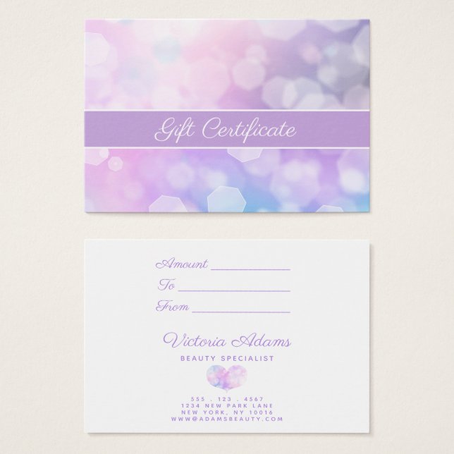 Glamour Lila Glitzern | Salon Gift Certificate (Vorne & Hinten)