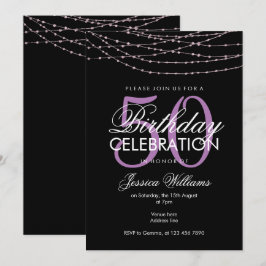 Glamour Lilac Lights 50. Geburtstag Einladung