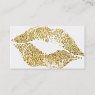 Glamour Lipstick Kiss Gold Glitzer Visitenkarte