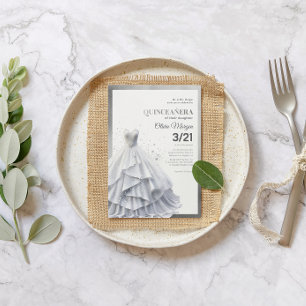 Glamour Lux Silver Glitzer und Foil Formal Dress Dankeskarte