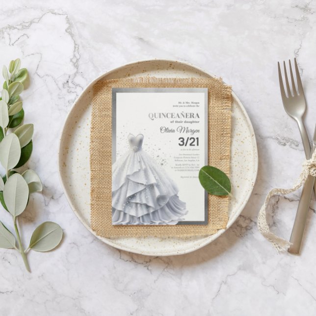 Glamour Lux Silver Glitzer und Foil Formal Dress Dankeskarte (Von Creator hochgeladen)