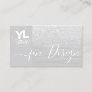 Glamour Luxus Silver Glitzer Logo Vorlage Visitenkarte