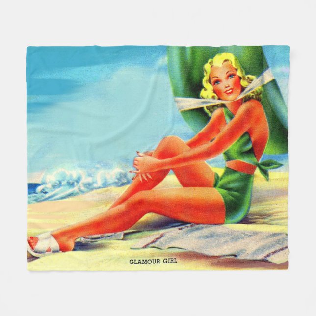Glamour-Mädchen der 40er Jahre Fleecedecke (Vorderseite (Horizontal))