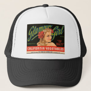 Glamour-Mädchen-Kalifornien-Gemüse-Vintage Anzei Truckerkappe