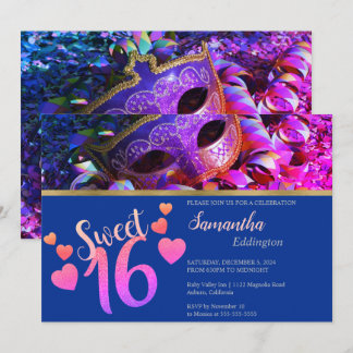 Glamour Masquerade Sweet 16 Einladung