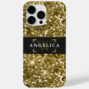 Glamour Mit Monogramm Sparkle Metallic Gold Case-Mate iPhone 14 Pro Max Hülle