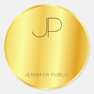 Glamour Mit Monogramm Template Imitats Gold Runder Aufkleber