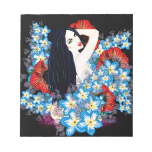 Glamour Model in Poppy Blume bed, ART by LeahG Notizblock