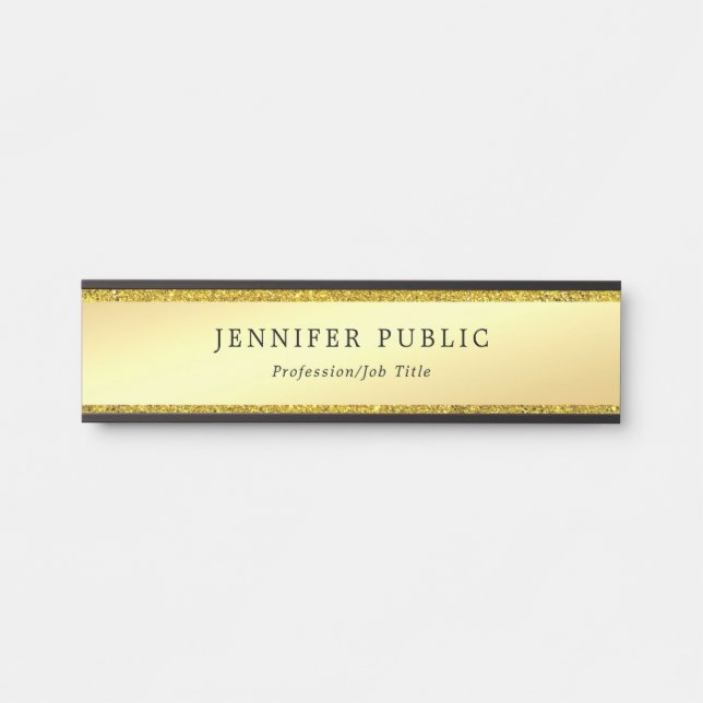 Glamour Modern Imitate Gold Glitzer Template Chic Türschild (Vorderseite )
