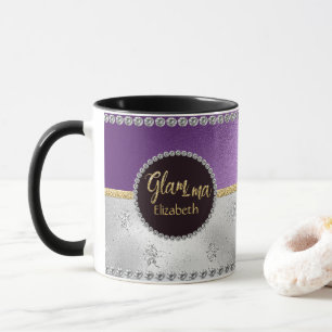 Glamour Oma Glam-ma Lila Gold Silver Names Tasse