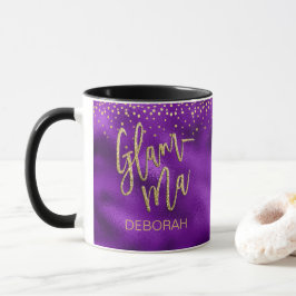 Glamour Oma Glamma Lila Fossil Goldfleck Name Tasse