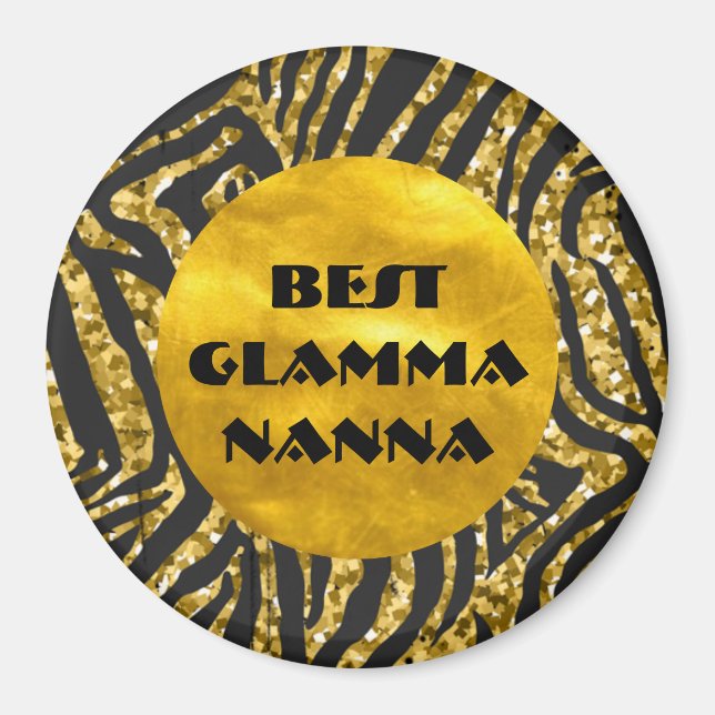 Glamour Oma Gold Black Animal Print Glam ma Magnet (Vorne)