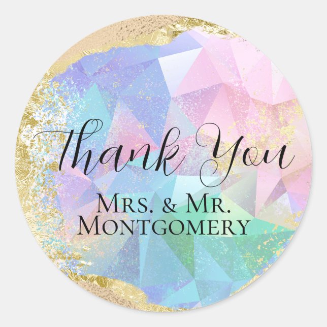 Glamour Opal Gemstone mit Gold Runder Aufkleber (Vorderseite)