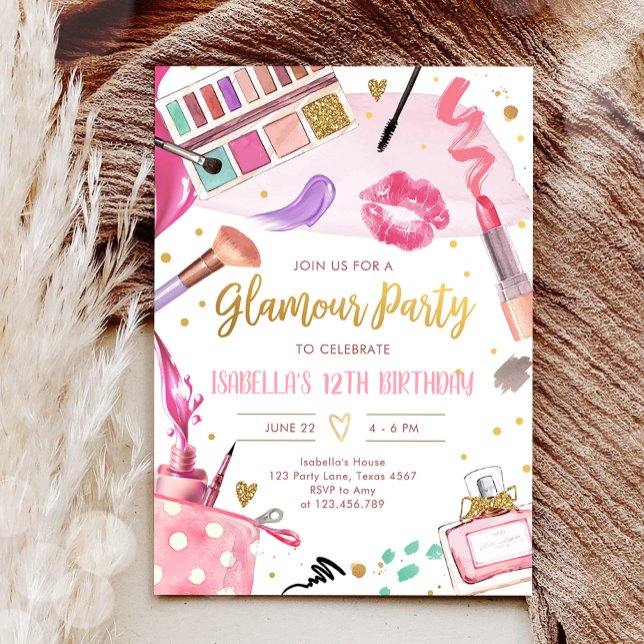 Glamour Party Glitz Glam Wellness-Center Girl Make Einladung (Von Creator hochgeladen)