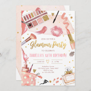 Glamour Party Glitz Glam Wellness-Center Girl Make Einladung