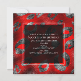 Glamour-Party mit rotem und silberem Leopard Einladung