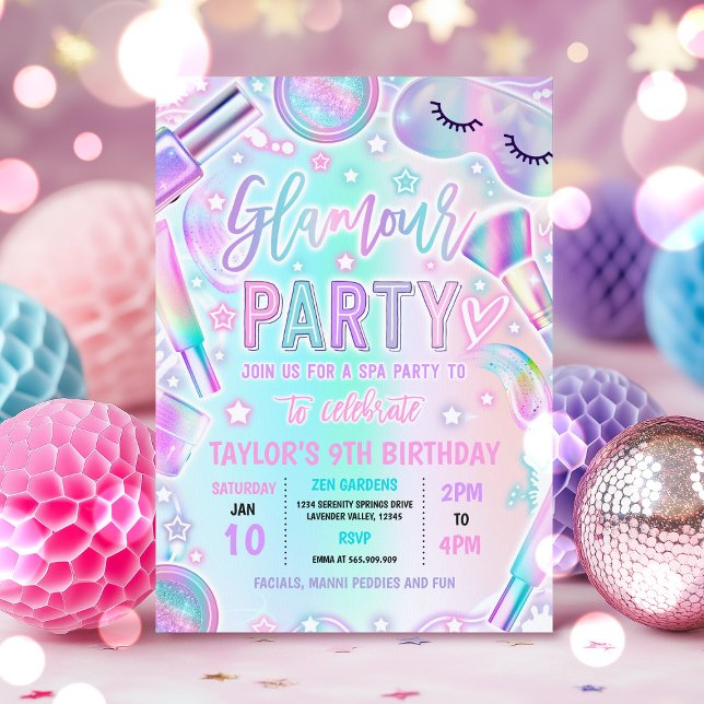 Glamour Party Pastel Wellness-Center Makeup Pamper Einladung (Von Creator hochgeladen)