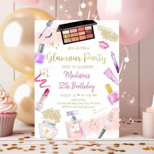 Glamour Party Pink Gold Wellness-Center Geburtstag Einladung (Von Creator hochgeladen)