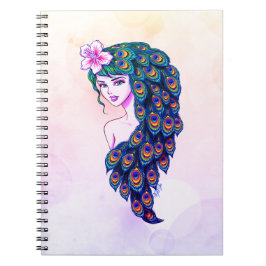 Glamour Peacock Goddess Art Dreamy Notebook Notizblock