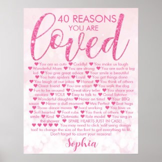 Glamour Pink 40. Geburtstag 40 Gründe warum Poster