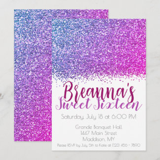 Glamour Pink Glitzer 16 . Geburtstag Celebration Einladung