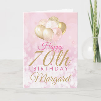 Glamour Pink Glitzer Balloons 70. Geburtstag Karte