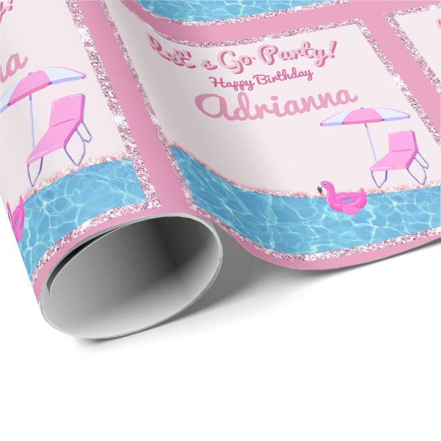 Glamour Pink Glitzer Beach Party Geschenkpapier (Rolleneckpunkt)