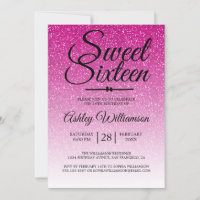 Glamour Pink Glitzer Ombre Sweet 16 Geburtstag