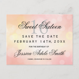 Glamour Pink Glitzer Sweet 16 Save the Date Postkarte