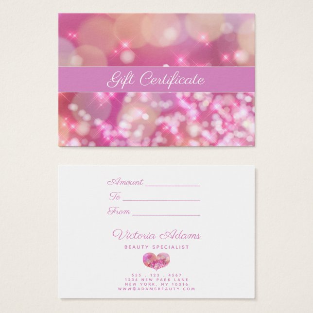 Glamour pink Glitzern | Salon Gift Certificate (Vorne & Hinten)