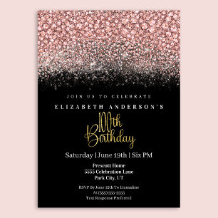 Glamour Pink Juwelen Glitter 100. Geburtstag Einladung